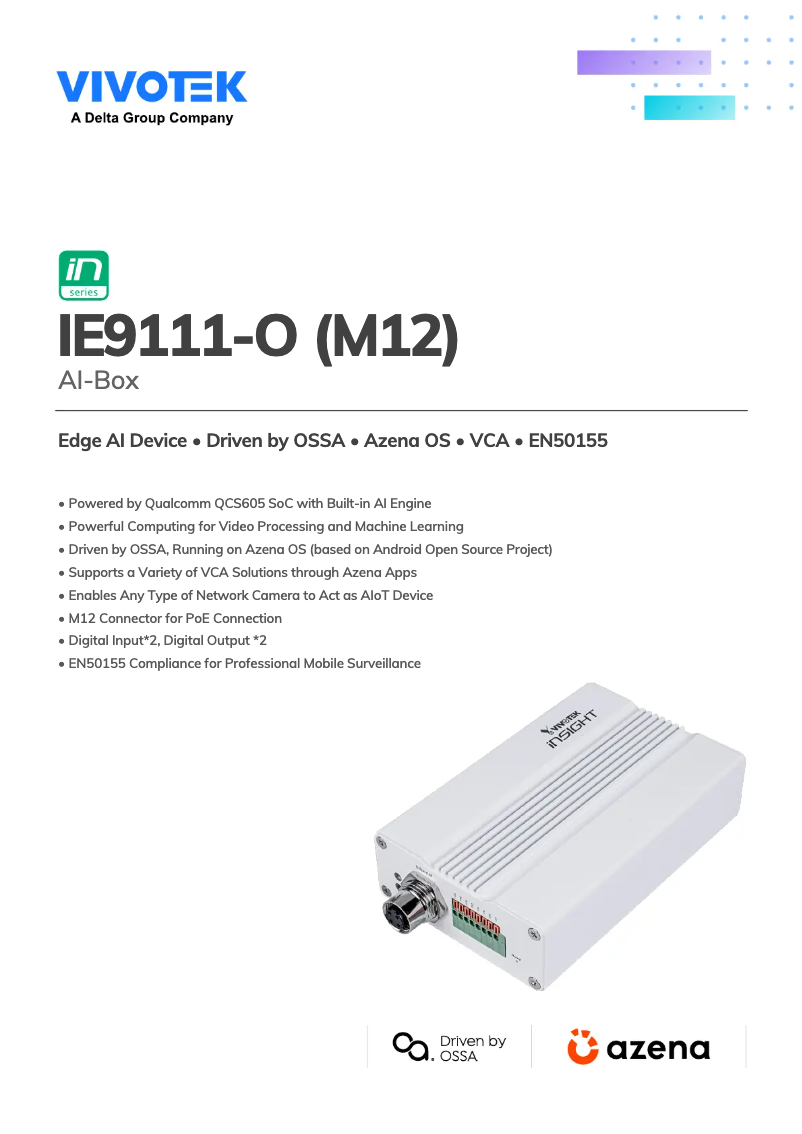 Page 1 de la notice Manuel utilisateur Vivotek IE9111-O (M12)