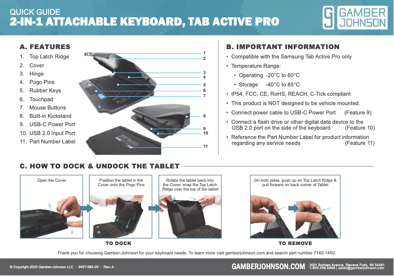 Page 1 de la notice Manuel utilisateur Gamber-Johnson 7160-1450-04