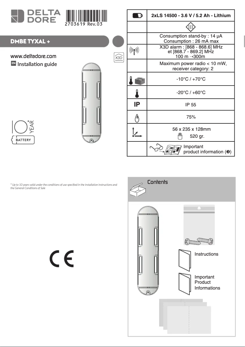 Page n°1 - Manuel utilisateur Delta Dore Tyxal+ DMBE