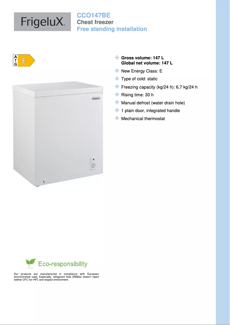 Image de la première page du manuel de l'appareil CCO147BE