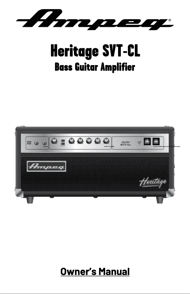 Page n°1 - Manuel utilisateur Ampeg Heritage SVT-CL