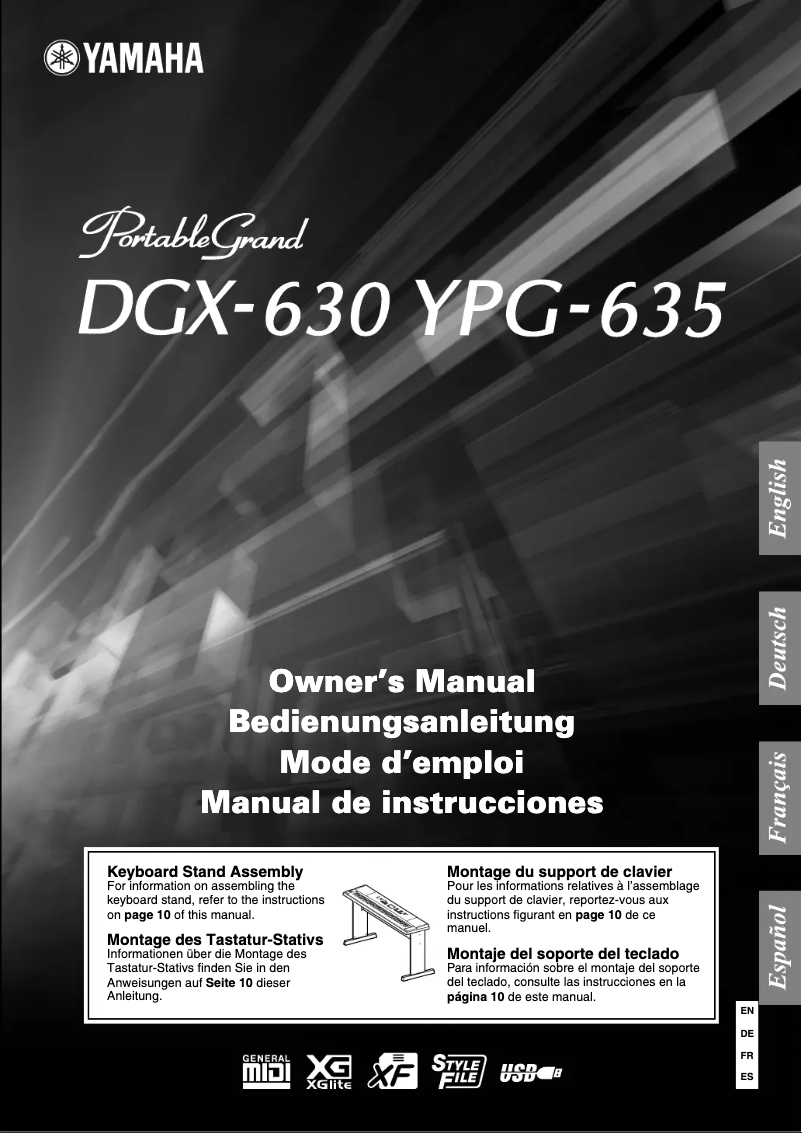 Page 1 de la notice Manuel utilisateur Yamaha PortableGrand DGX-630