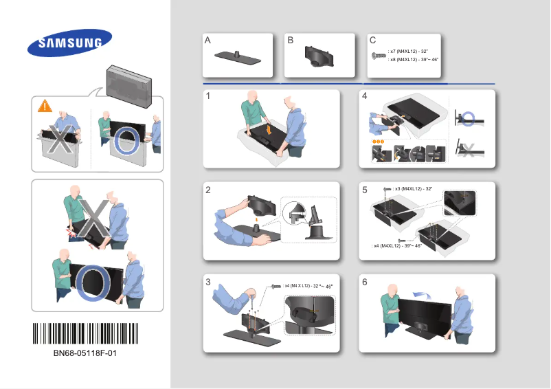 Page 1 de la notice Guide d'installation Samsung UE39F5300AK