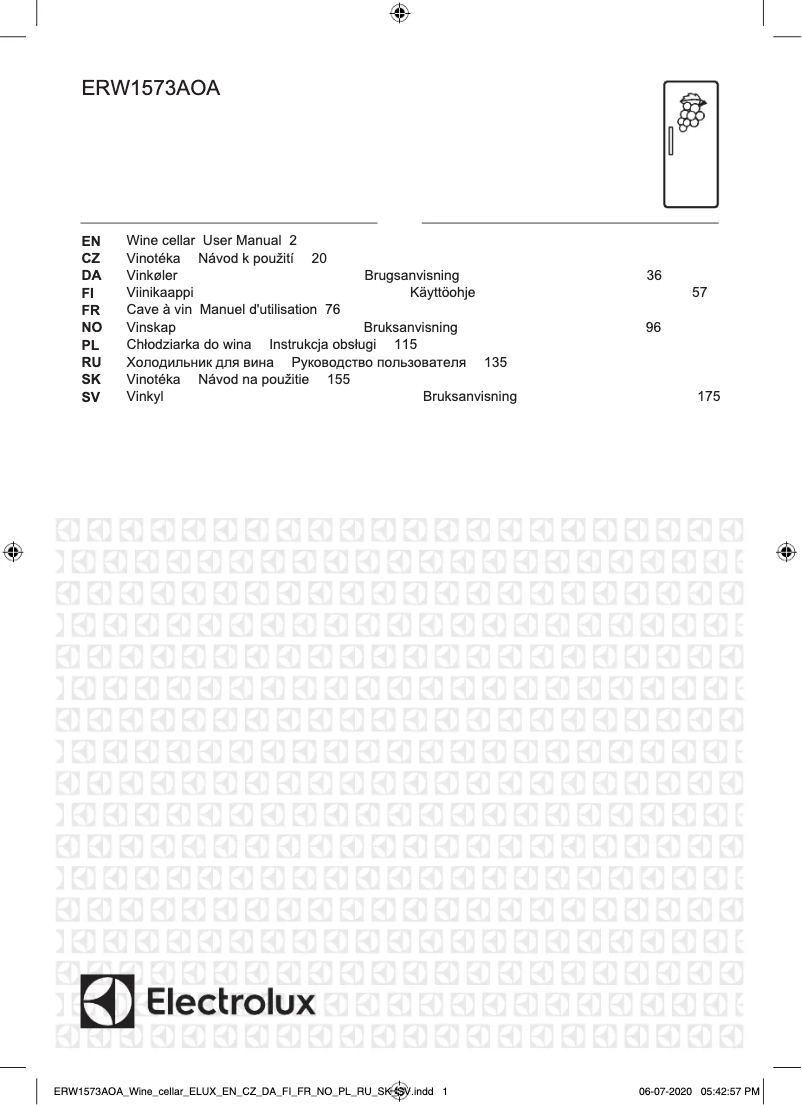 Page 1 de la notice Manuel utilisateur Electrolux ERW1573AOA