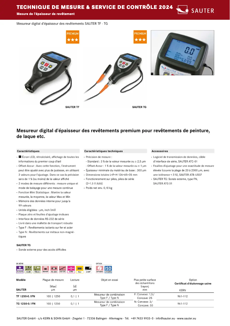 Page 1 de la notice Brochure Sauter TF 1250-0.1FN