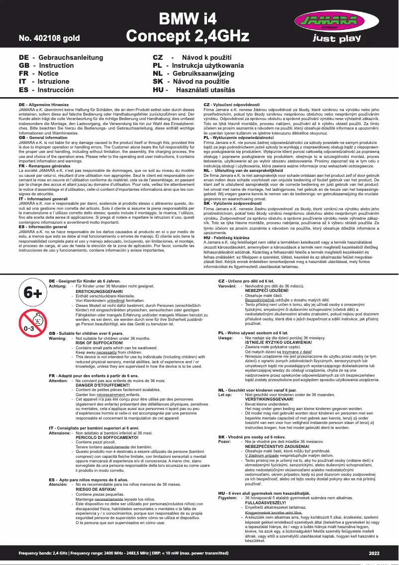 Page n°1 - Manuel utilisateur Jamara 402108