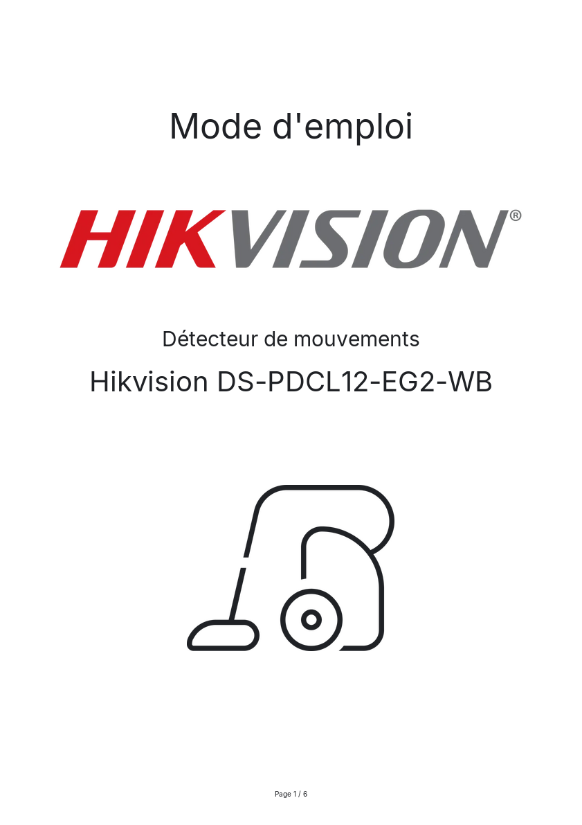 Image de la première page du manuel de l'appareil DS-PDCL12-EG2-WB