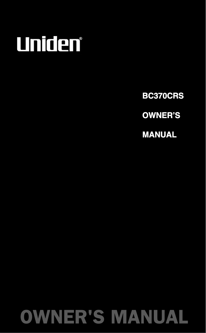 Page 1 de la notice Manuel utilisateur Uniden BC370CRS
