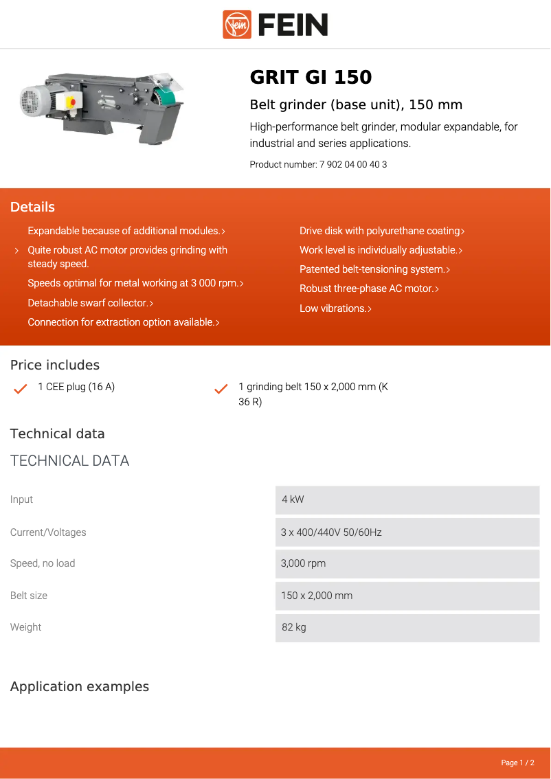 Image de la première page du manuel de l'appareil GRIT GI 150