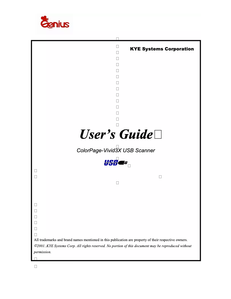 Page n°1 - Manuel utilisateur Genius ColorPage Vivid3X USB Scanner