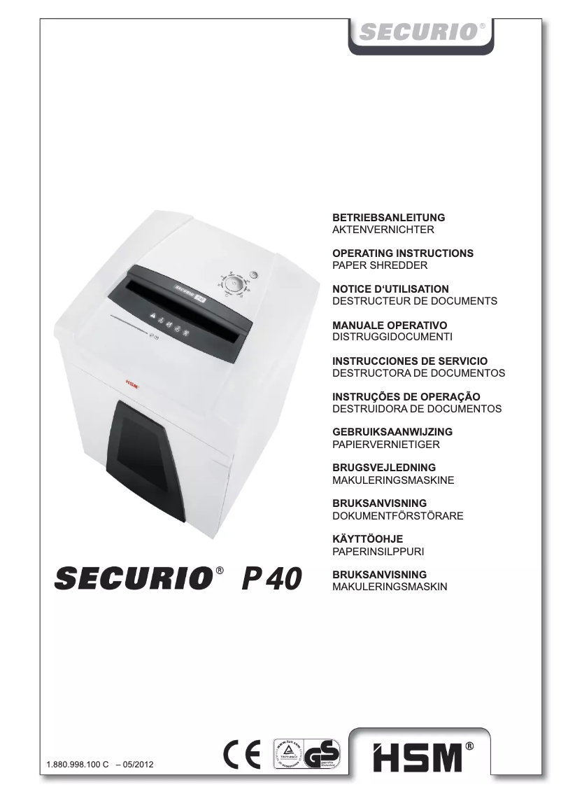 Image de la première page du manuel de l'appareil Securio P40