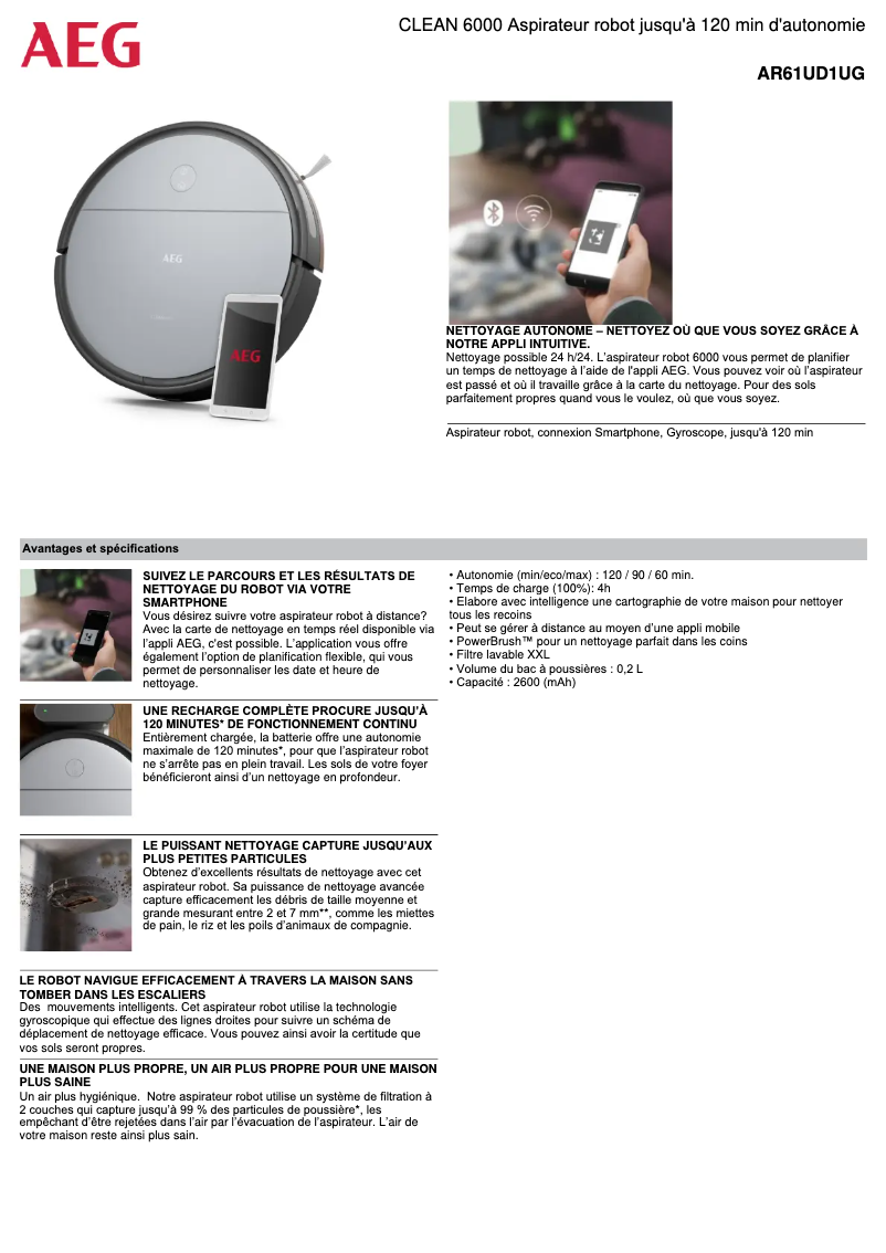 Image de la première page du manuel de l'appareil Clean 6000 AR61UD1UG