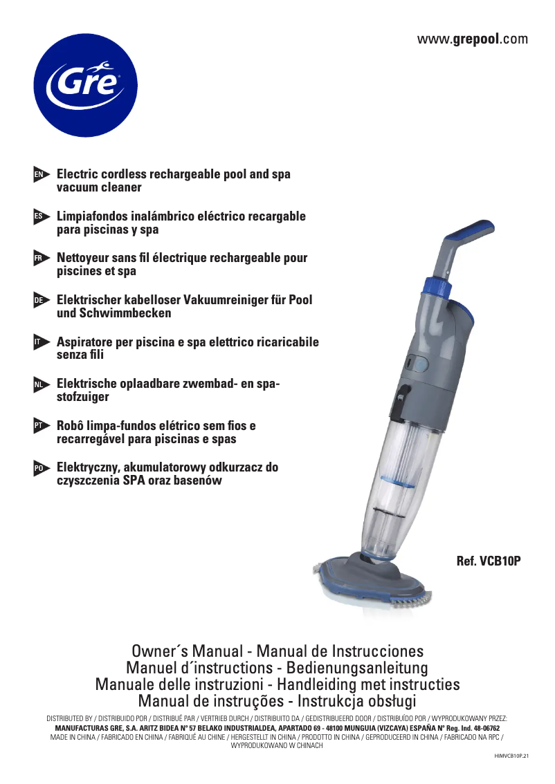 Página 1 del manual Manual de usuario Gre VCB10P