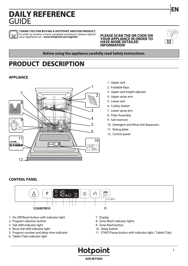 Page 1 de la notice Manuel utilisateur Hotpoint HIC 3C34