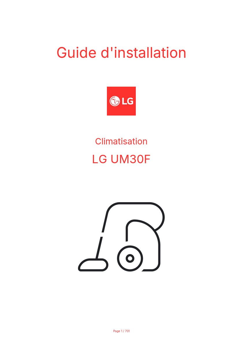 Page n°1 - Guide d'installation LG UM30F