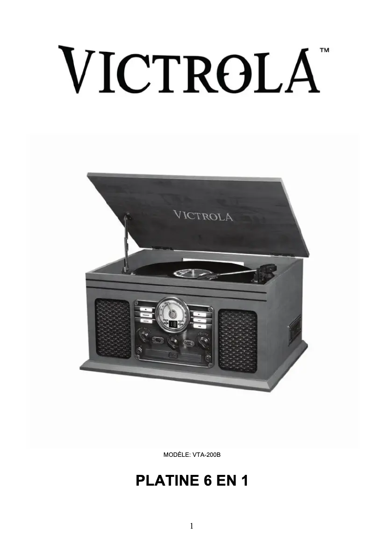 Page n°1 - Manuel utilisateur Victrola Nostalgic VTA-200B
