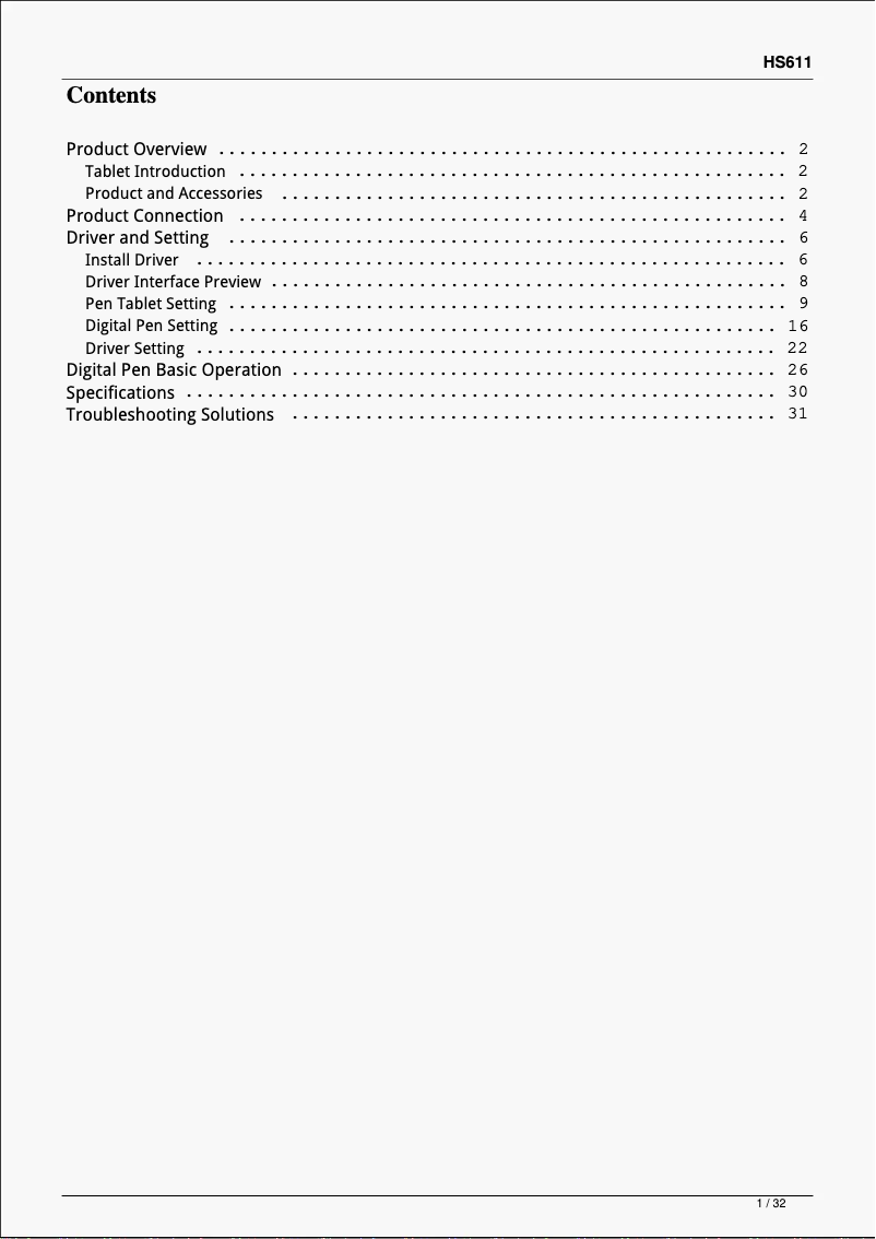 Page 1 de la notice Manuel utilisateur Huion Inspiroy HS611