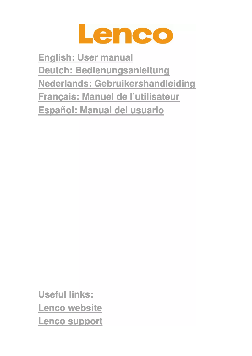 Page n°1 - Manuel utilisateur Lenco TAB-1020