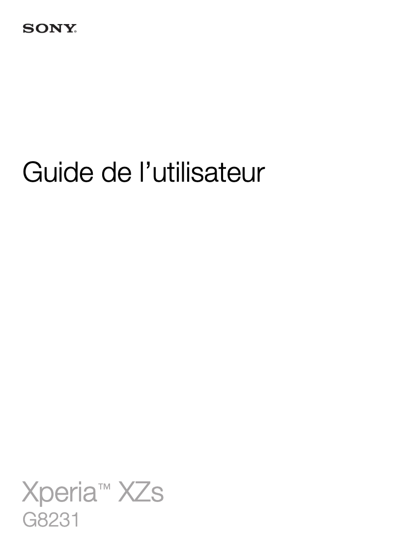 Image de la première page du manuel de l'appareil Xperia XZs
