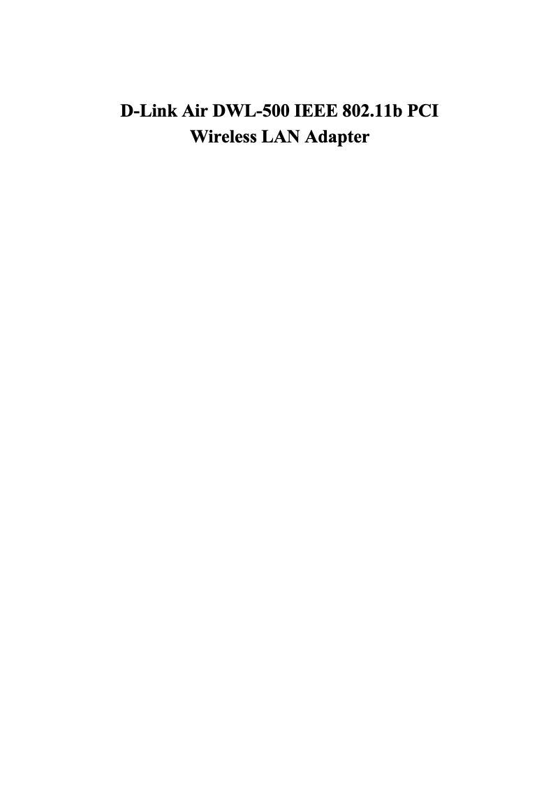 Page n°1 - Manuel utilisateur D-Link DWL-500