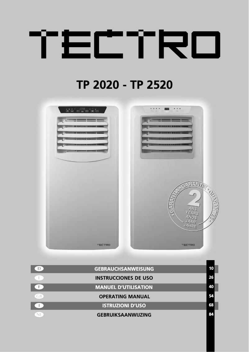 Page 1 de la notice Manuel utilisateur Tectro TP 2520