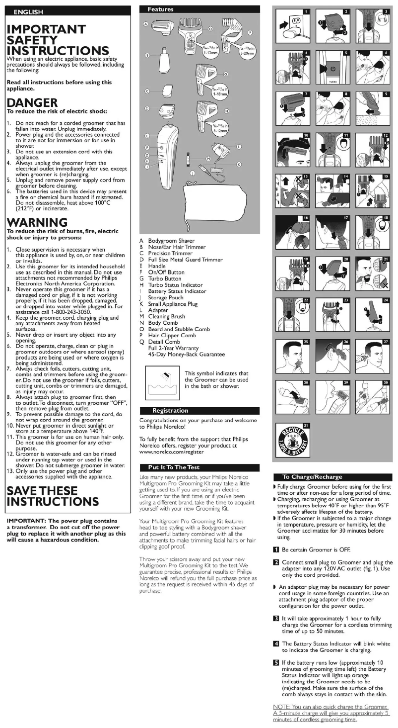 Image de la première page du manuel de l'appareil MULTIGROOM Series 7000 QG3390