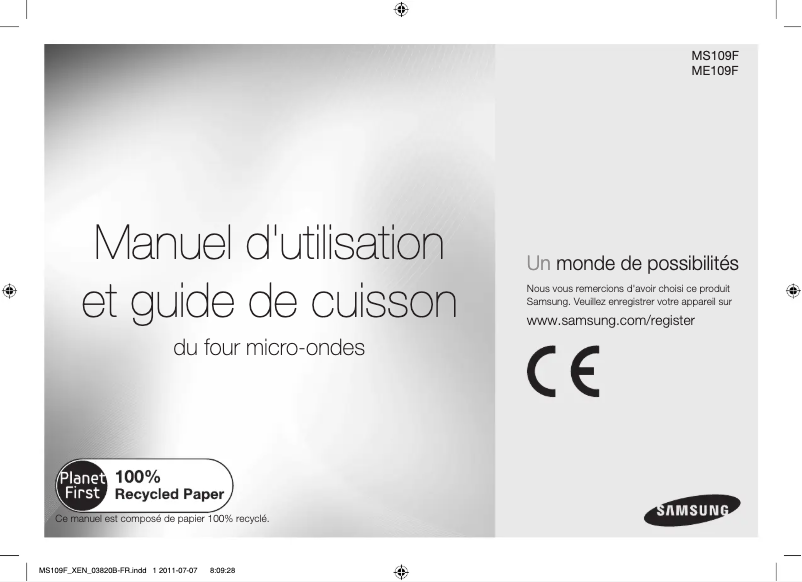 Page 1 de la notice Manuel utilisateur Samsung MS109F