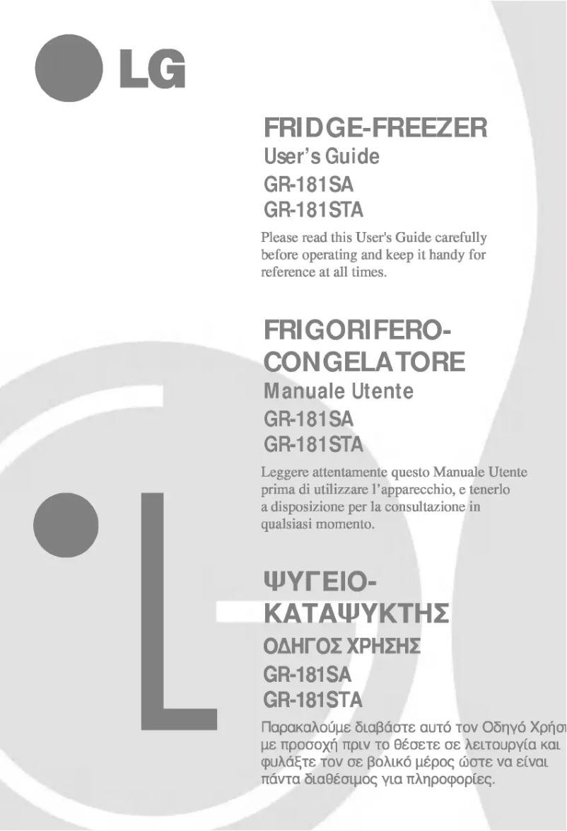 Imagen de la primera página del manual del dispositivo GR-181SA