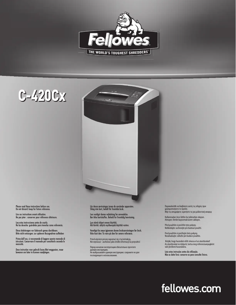 Page 1 de la notice Manuel utilisateur Fellowes Powershred C-420Cx