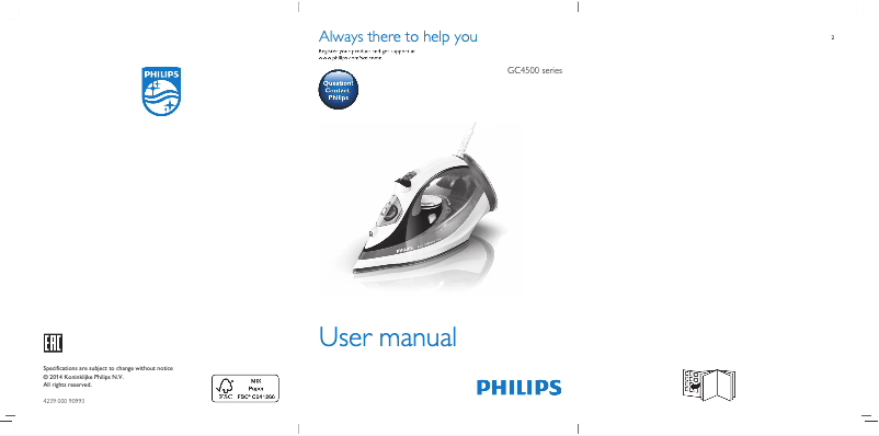 Page 1 de la notice Manuel utilisateur Philips Azur Performer Plus GC4517