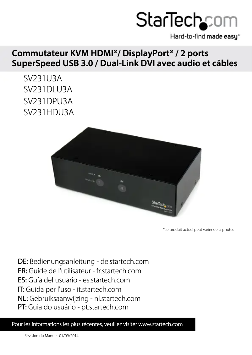 Page 1 de la notice Manuel utilisateur StarTech.com SV231HDU3A