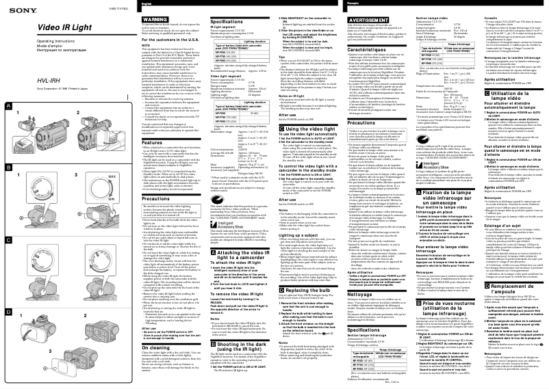 Imagen de la primera página del manual del dispositivo HVL-IRH