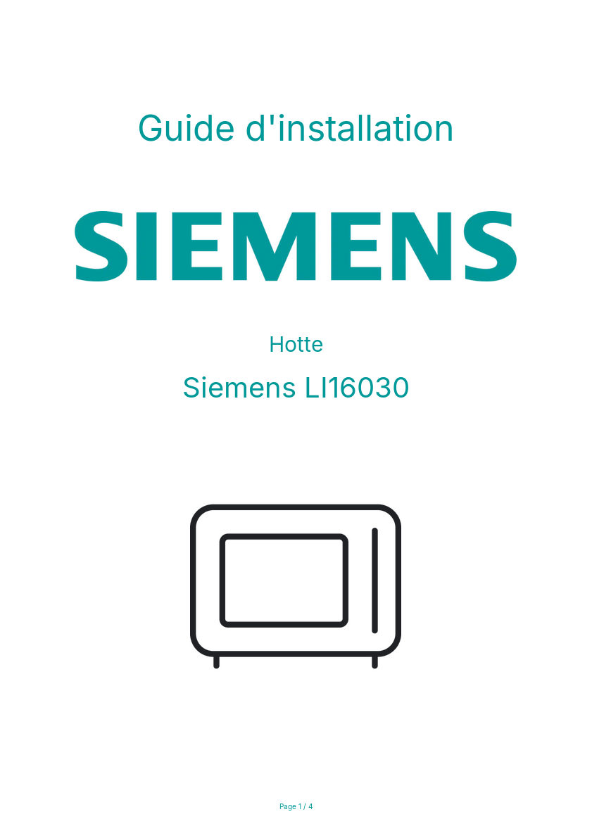 Page n°1 - Guide d'installation Siemens LI16030
