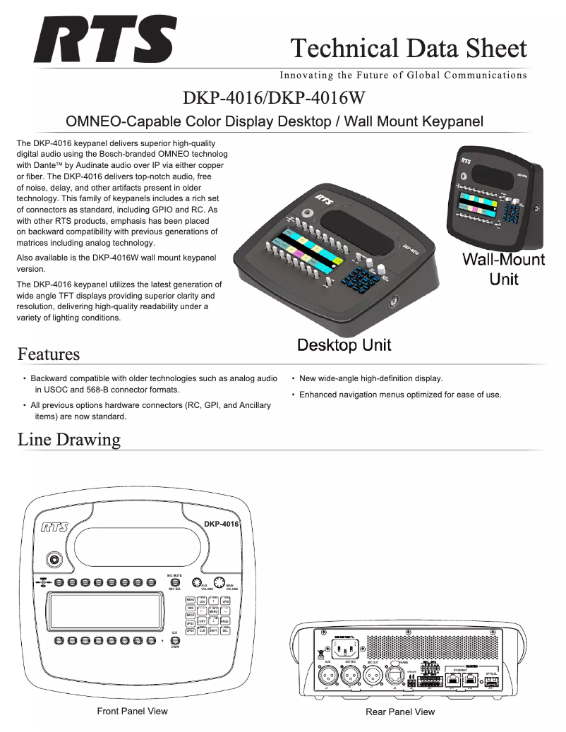 Página 1 del manual Ficha técnica RTS DKP-4016