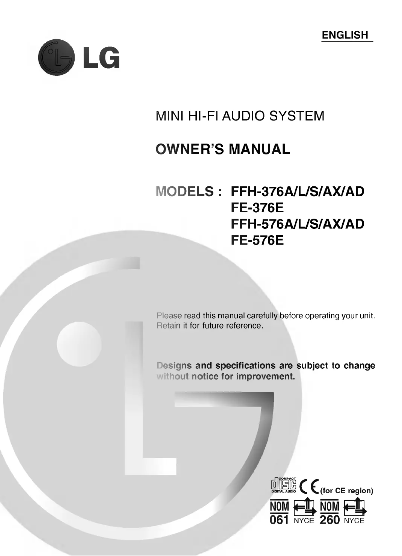 Page 1 de la notice Manuel utilisateur LG FFH-576A