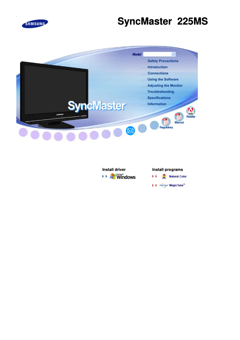 Page 1 de la notice Manuel utilisateur Samsung SyncMaster 225MS