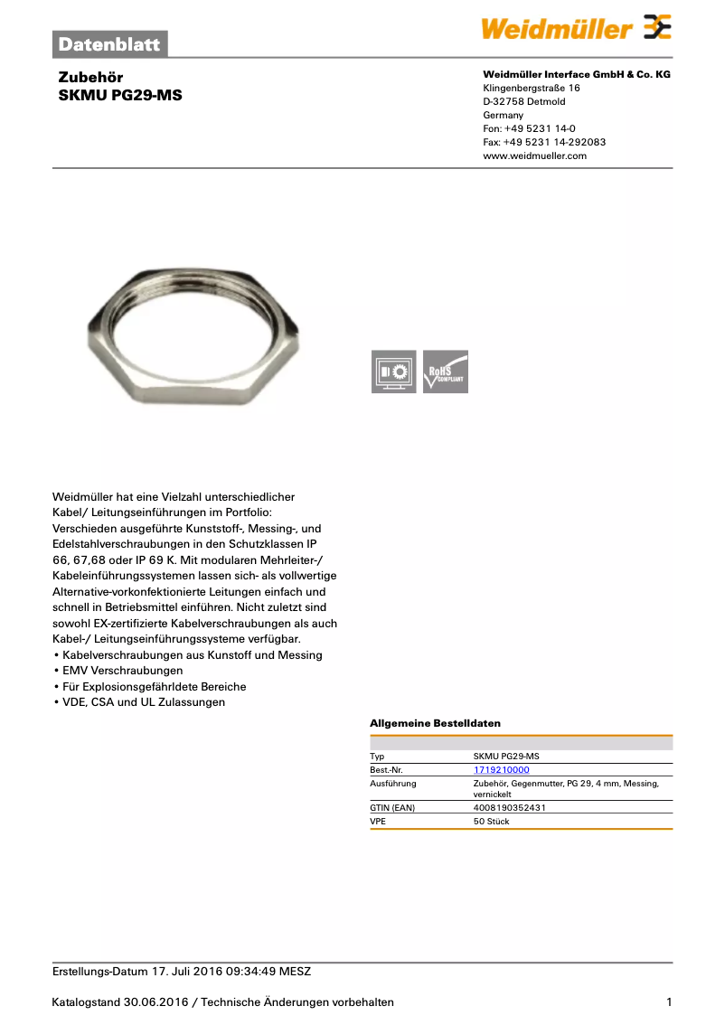 Page n°1 - Manuel utilisateur Weidmüller 1719210000
