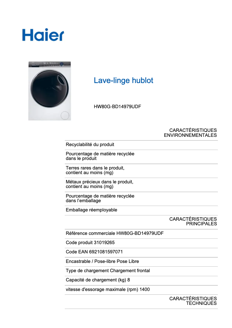 Image de la première page du manuel de l'appareil HW80-BD14979U1