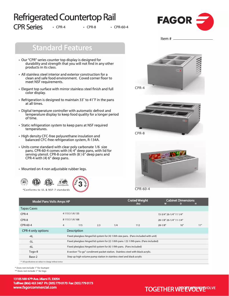 Page 1 de la notice Manuel d'utilisation et d'entretien Fagor CPR-60-4