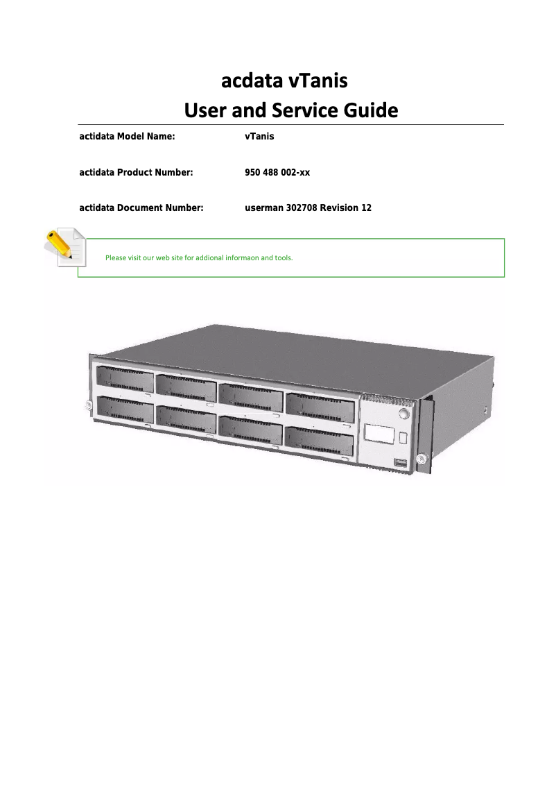 Página 1 del manual Manual de usuario Actidata actiDisk vTanis RDX