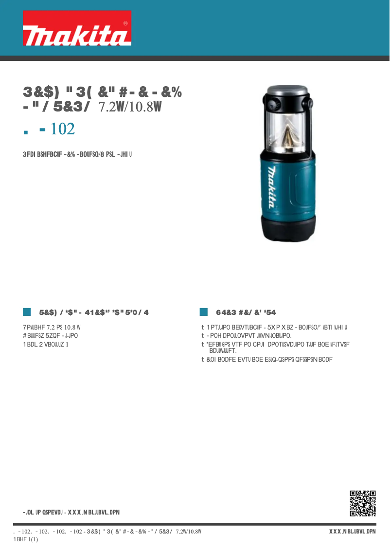 Page n°1 - Manuel utilisateur Makita ML102