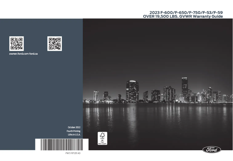 Page n°1 - Informations de garantie Ford F-650 (2023)