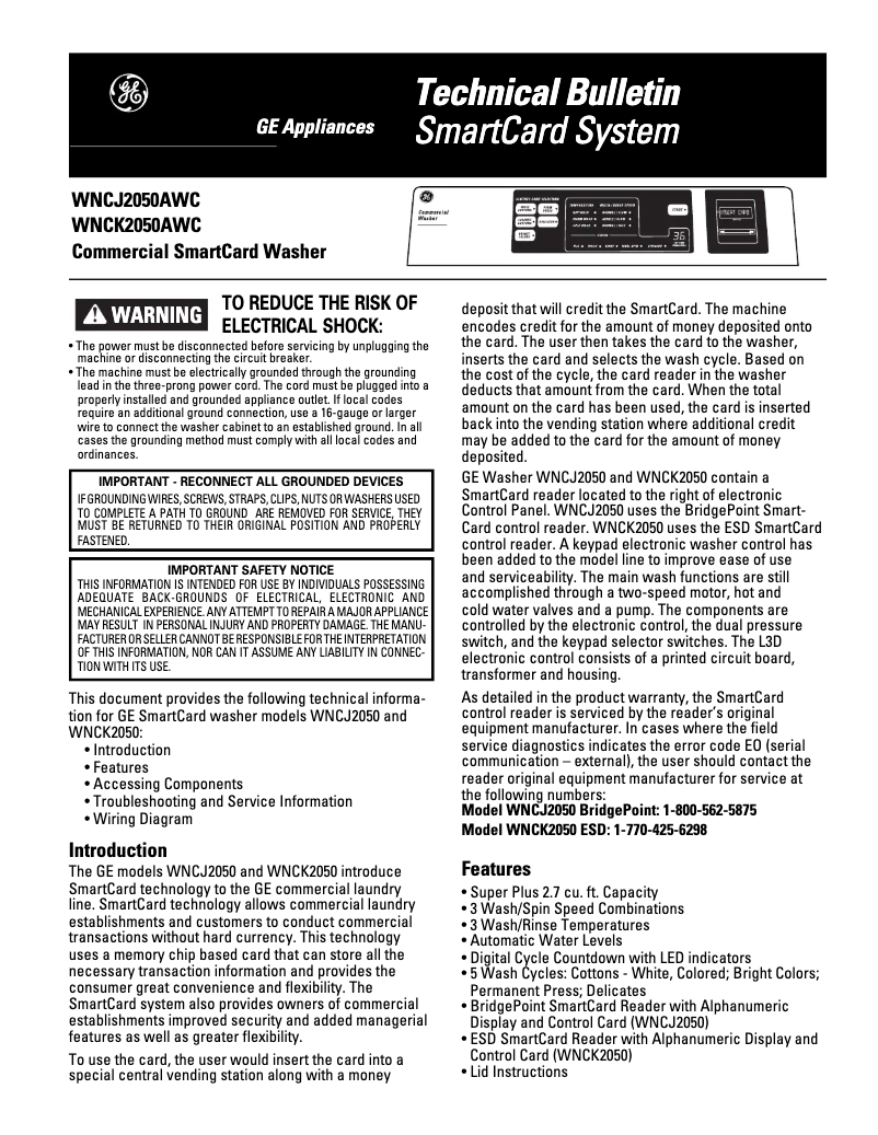 Page n°1 - Manuel d'utilisation et d'entretien GE DNCJ440EAWC