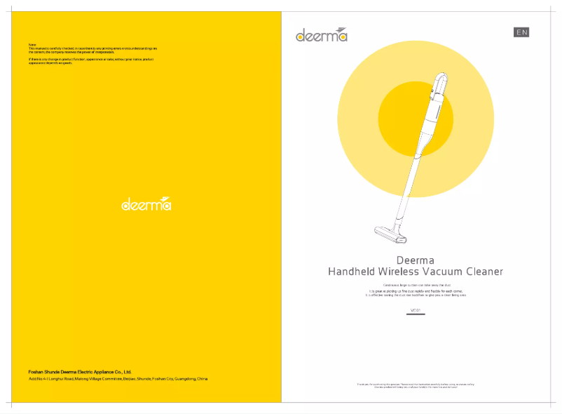 Page 1 de la notice Manuel utilisateur Deerma VC01