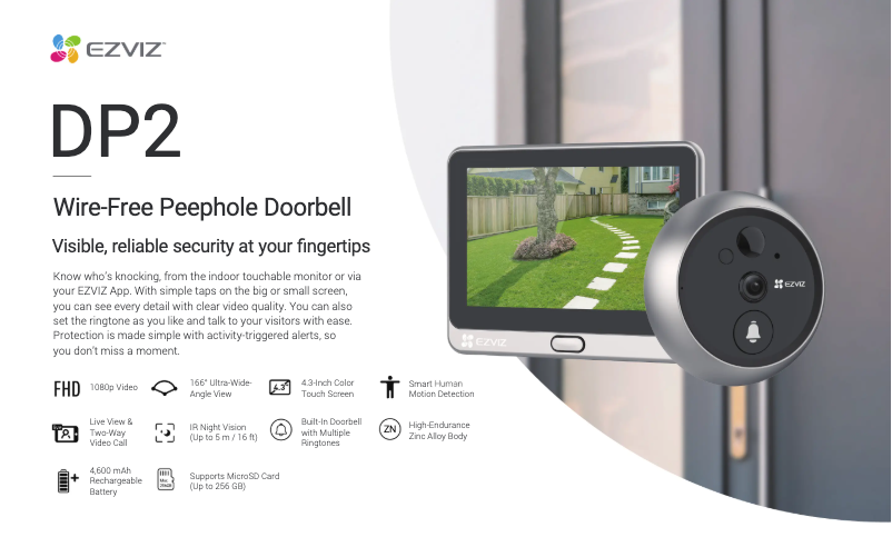 Page 1 de la notice Fiche technique EZVIZ DP2