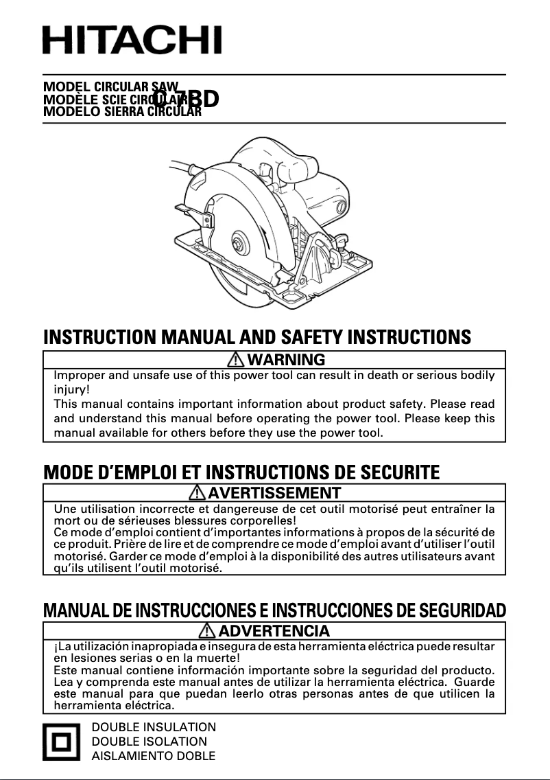 Page n°1 - Manuel utilisateur Hitachi C 7BD