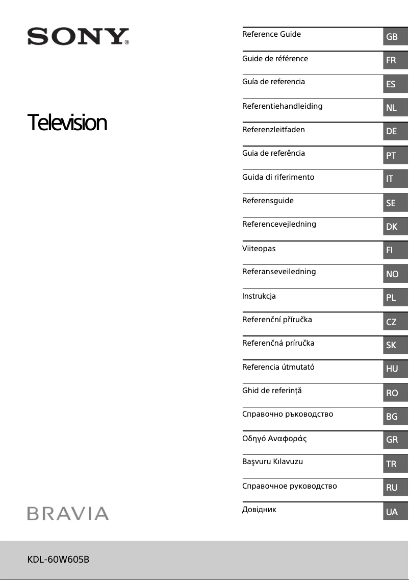 Page 1 de la notice Manuel utilisateur Sony Bravia KDL-60W605B