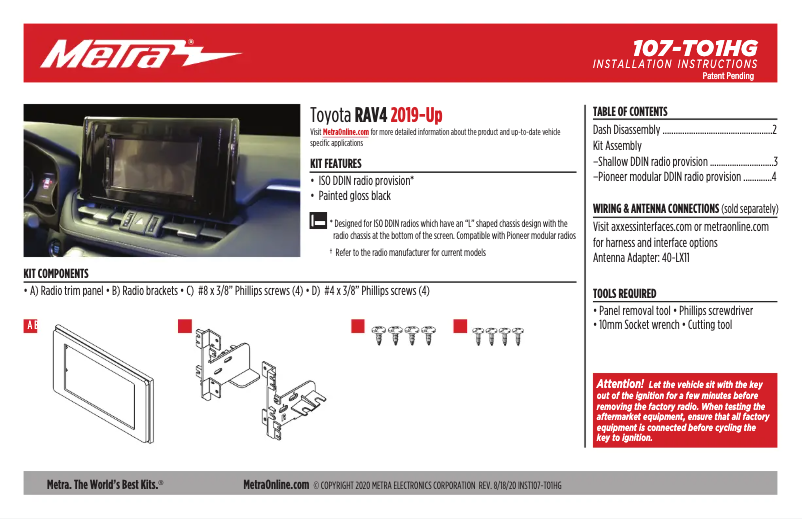 Page n°1 - Manuel utilisateur Metra 107-TO1HG