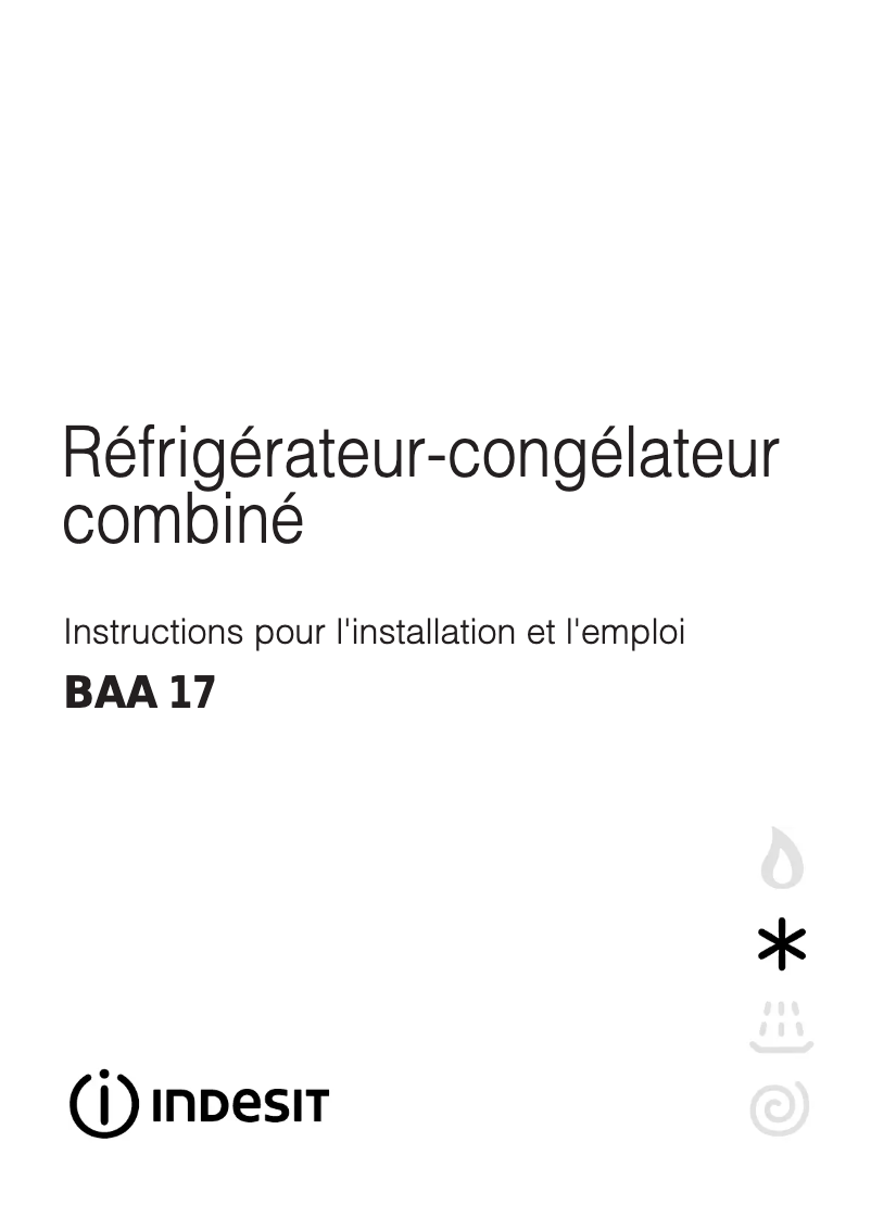 Page 1 de la notice Manuel utilisateur Indesit BAA 17
