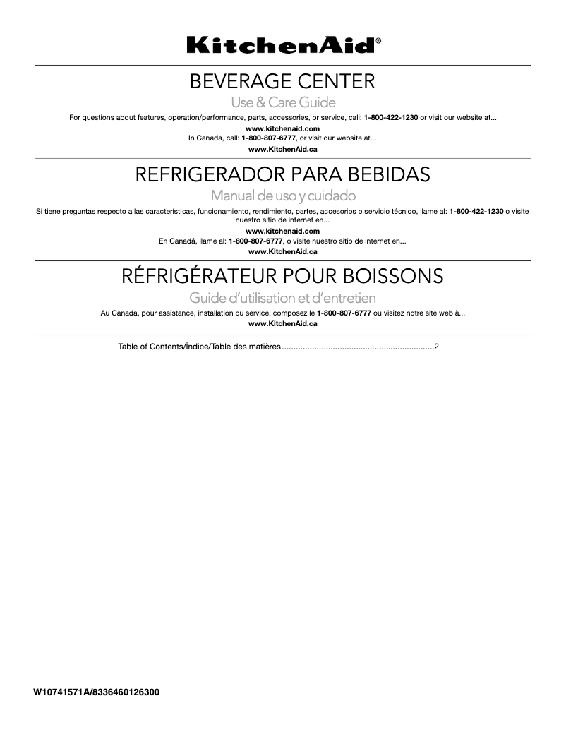 Page 1 de la notice Manuel utilisateur KitchenAid KUBL304ESS